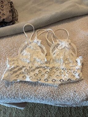 Lace Bralette Crop Top in Cream